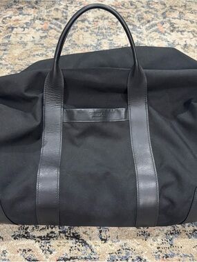 Shinola Detroit Black Canvas & Leather Trim Weekender Large Tote Travel Bag